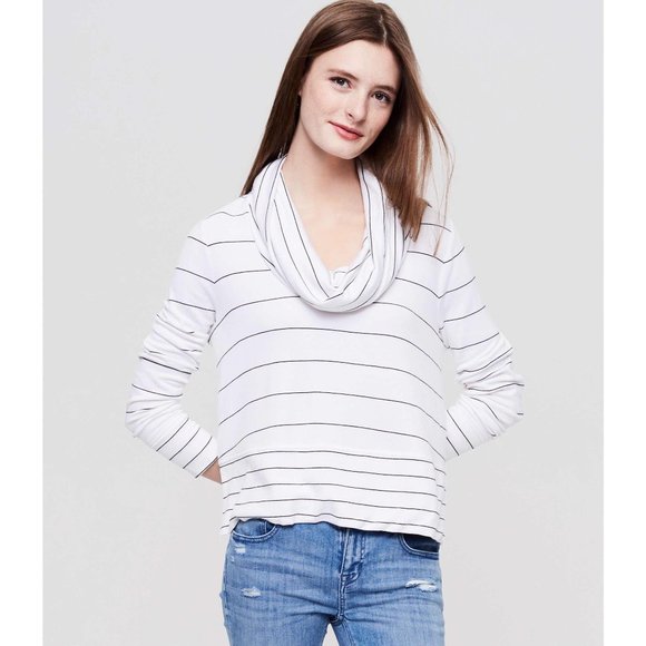 Lou & Grey Sweaters - Lou & Grey Signaturesoft Cowl Neck Striped Sweater